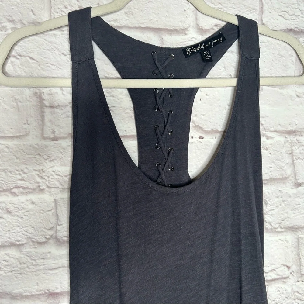 Elizabeth & James Gray Lace Up Racerback Maxi Dress